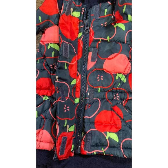 Joe Fresh Kids Girls Navy Apple Puffer Vest Detachable Hood 6-12 Months - Picture 7 of 8